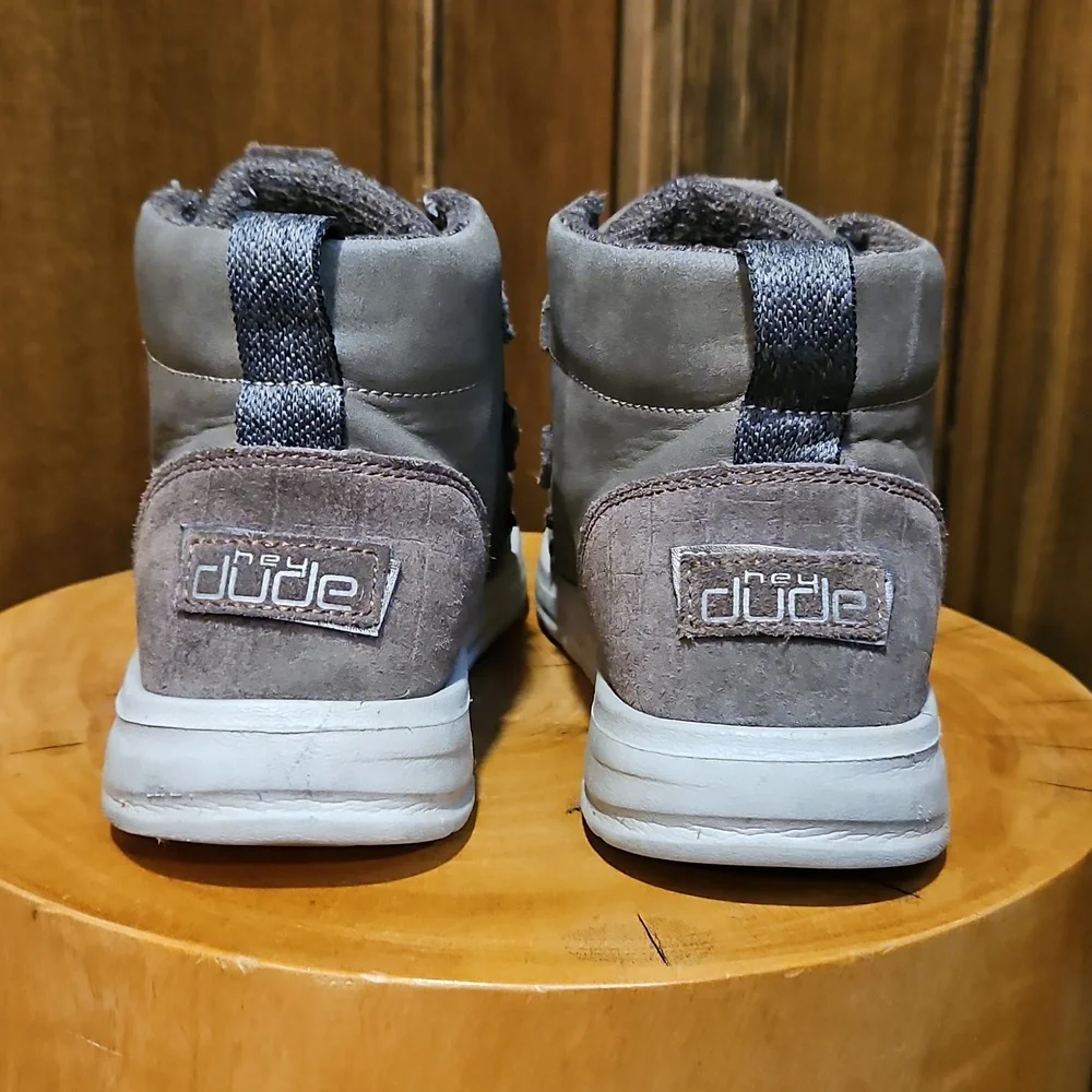 Hey Dude Eloise High Top Shoes Slip On Sneakers Grey Brown Taupe Size 7 Size 38 - Picture 6 of 16